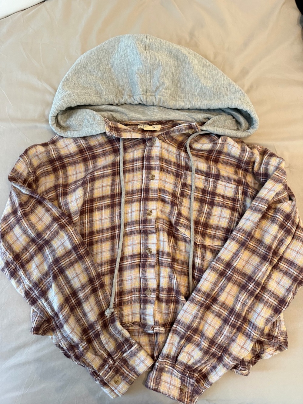 Aeropostale Brown Plaid Cropped Flannel Shirt